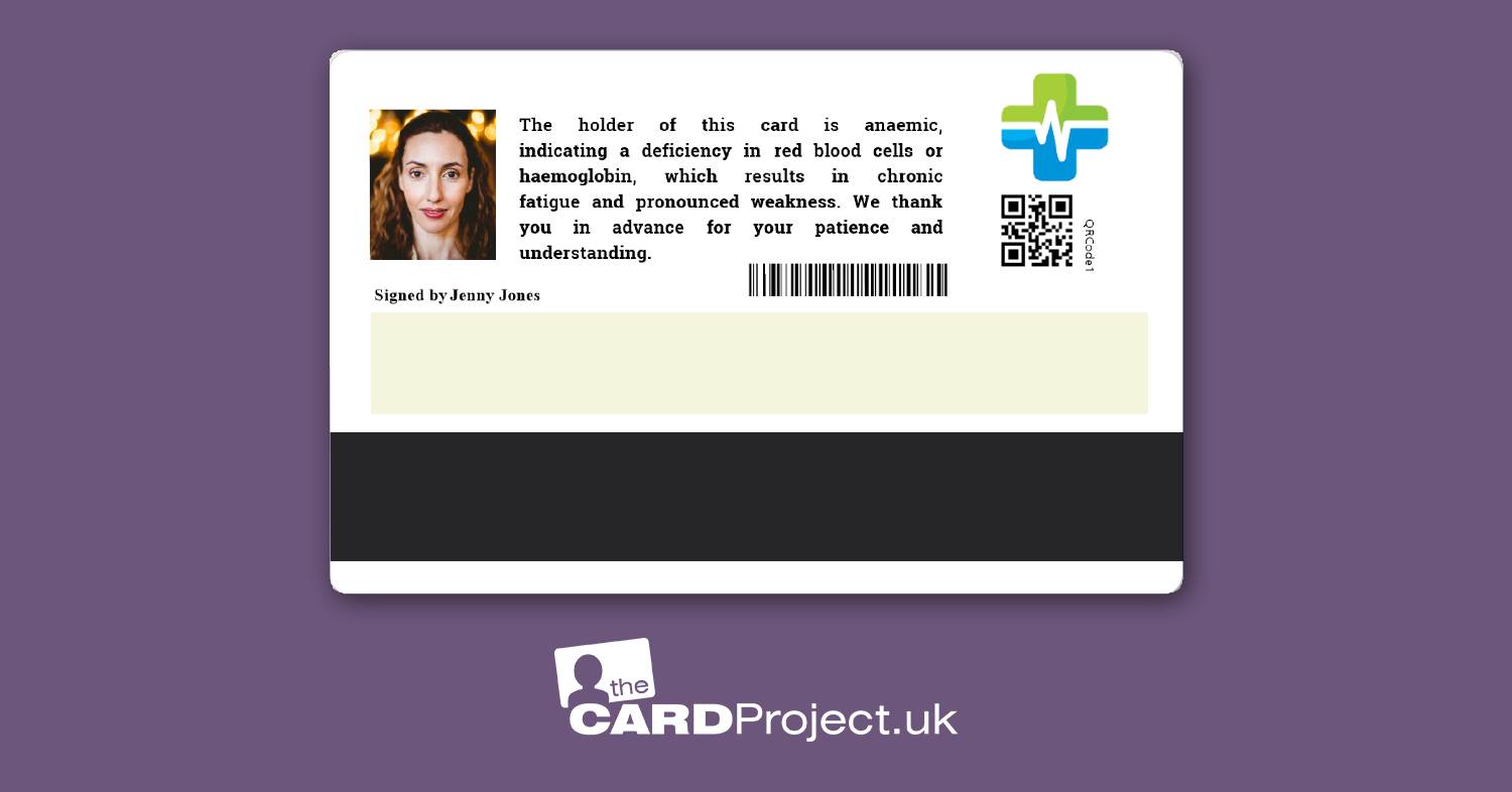 Premium Anaemia Medical ID Card (REAR)